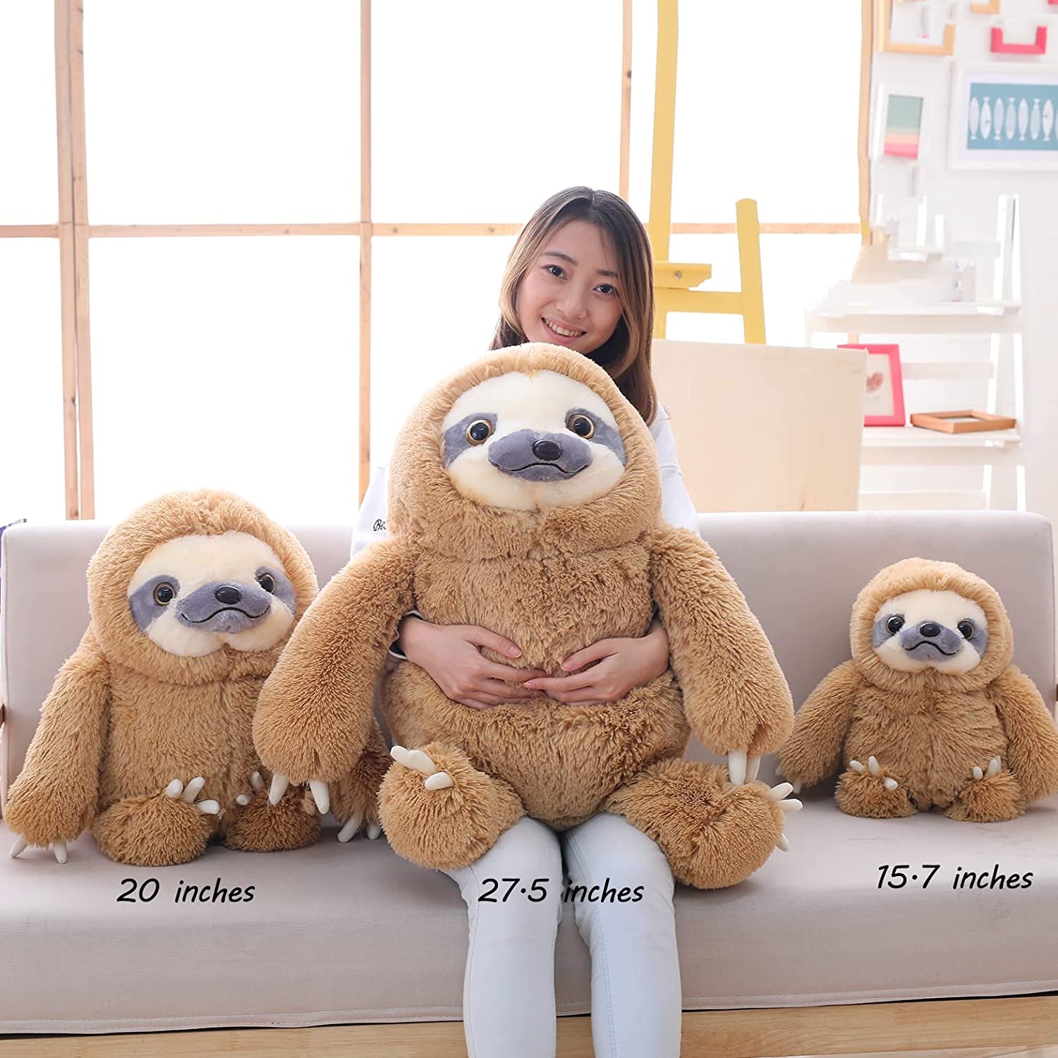 Large Sloth Stuffed Animal 20 Inches Stuffed Animal,Stuffed Plush Slothtoy,Big Birthday Christmas Valentines Gifts for Kids Boys Girls,Cute Stuffed Sloth Plushie Toy