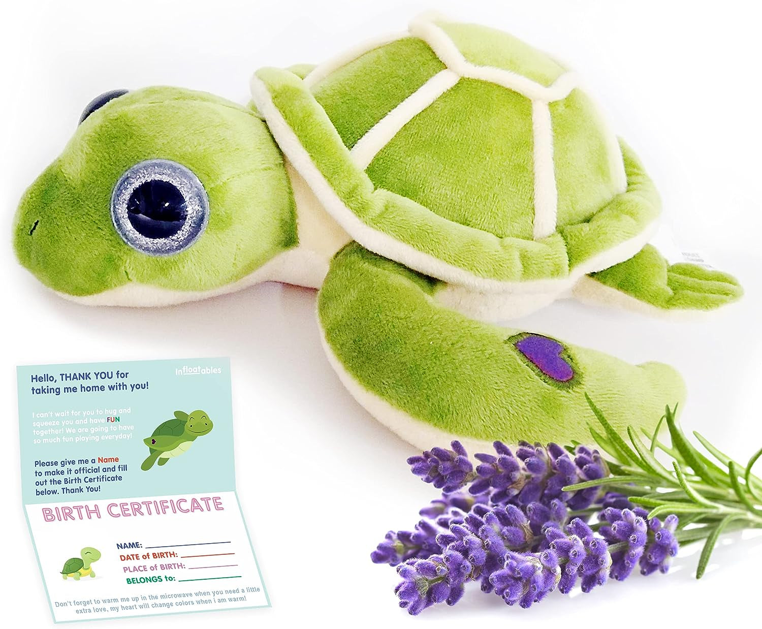 Thermapals Weighted Turtle Stuffed Animal - Perfect Size for Snuggling - Soothing Lavender Scent - a Gift for Any Occassion - Includes Customizable Birthday Gift - Meet Your Bestfriend